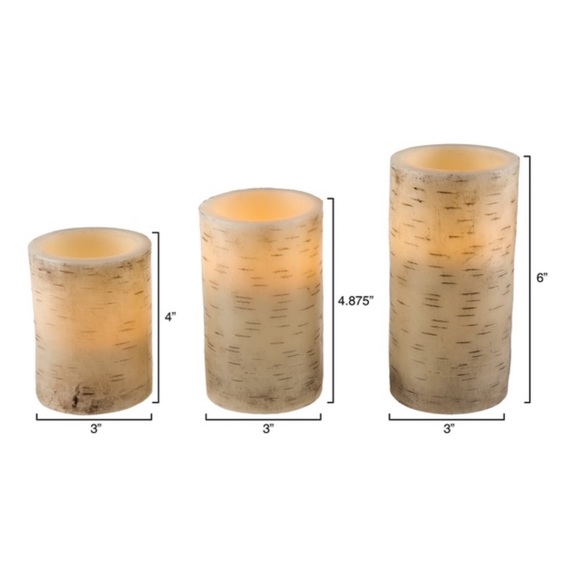 3 Birch LED Amber Flickering Candles w/Remote - Picture 5 of 5